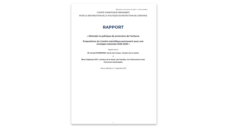 Remise du rapport du comité scientifique permanent pour la refondation de la politique de protection de l’enfance | solidarites.gouv.fr