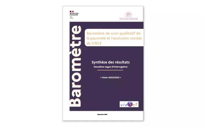 Visuel de la couverture de la Synthèse du baromètre pauvreté et exclusion sociale du CNLE