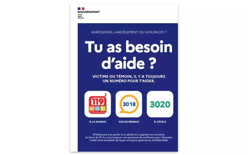 Affiche de la campagne de sensibilisation aux numéros d’aide pour les enfants victimes de violences