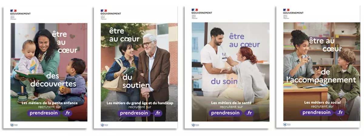 Illustration des affiches de communication "Prendre soin"